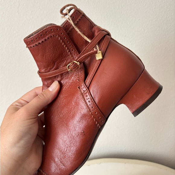L’Autre Chose Brown Parisian Leather Ankle Booties with Square Toe Size 36 - Picture 7 of 8